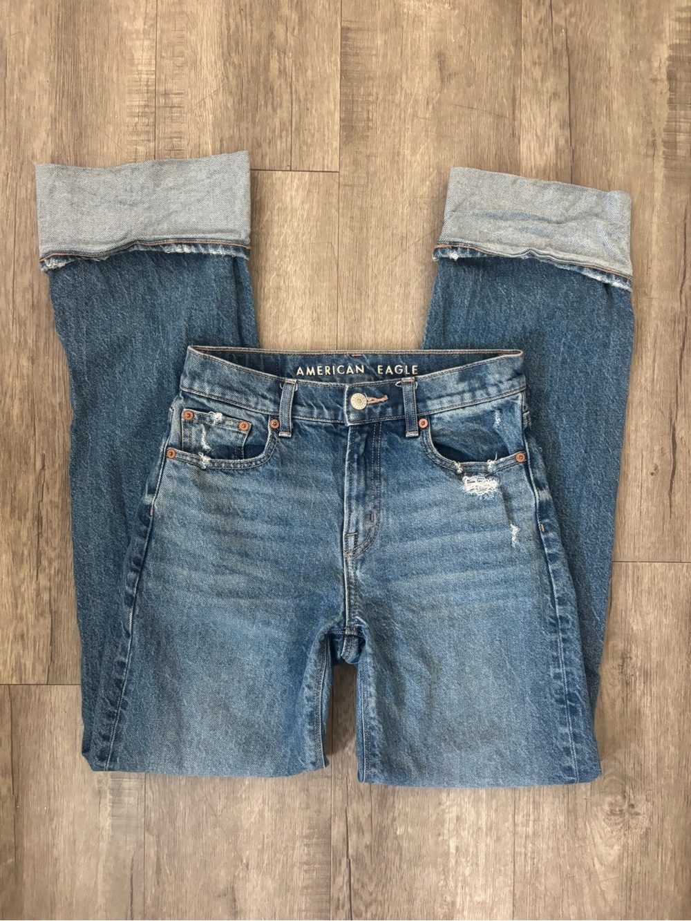 American Eagle Stovepipe Cuffed Straight Jeans
